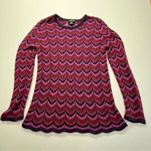 August Max Long Sleeve Knit Sweater Chevron Pink Purple Junior's 3 Retro Vintage